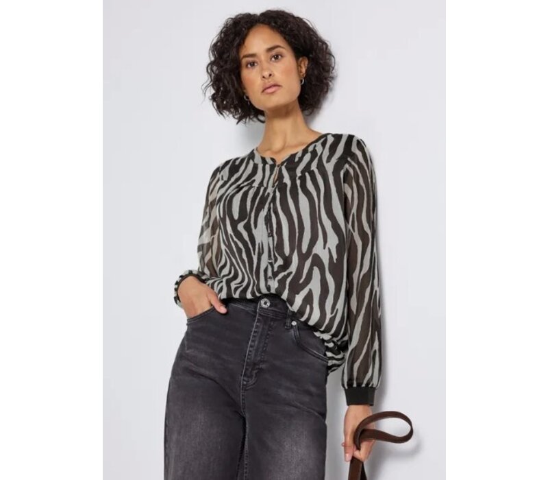 Street One Printed Chiffon Blouse Deep Roast Brown