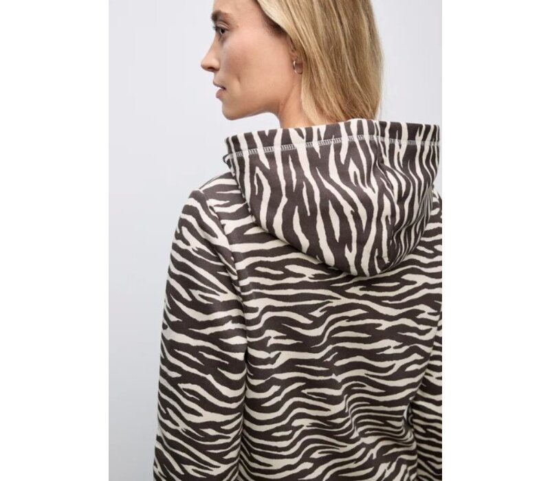 Street One Printed Sweat Hoody Deep Roast Brown