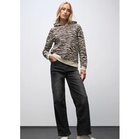 Street One Printed Sweat Hoody Deep Roast Brown