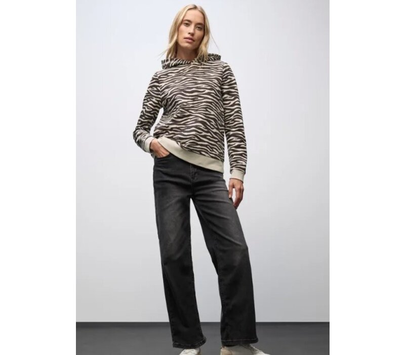 Street One Printed Sweat Hoody Deep Roast Brown