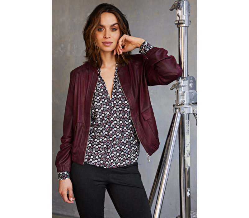 Helena Hart Top Jozzy Print Dotty Wine
