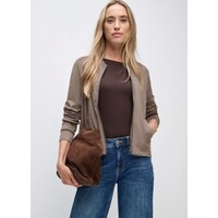 Street One Velour Jacket Pockets Silk Brown
