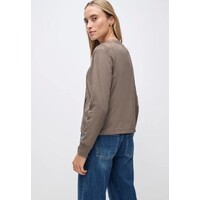 Street One Velour Jacket Pockets Silk Brown