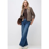 Street One Velour Jacket Pockets Silk Brown