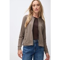 Street One Velour Jacket Pockets Silk Brown