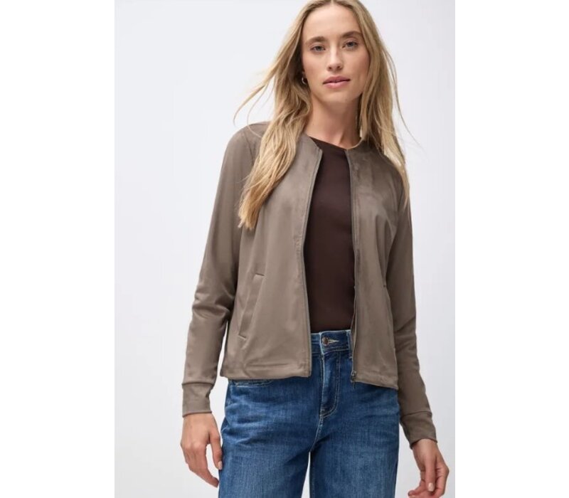 Street One Velour Jacket Pockets Silk Brown