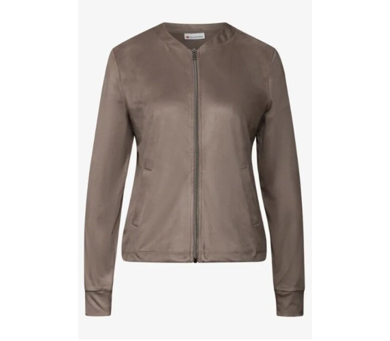 Street One Velour Jacket Pockets Silk Brown