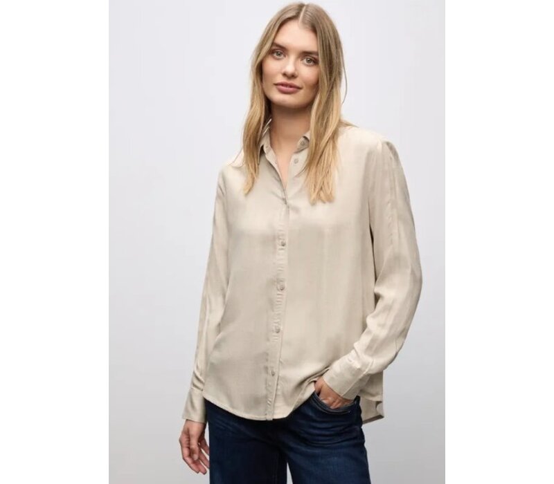 Street One Melange Shirtcollar Blouse Morning Beige Melange