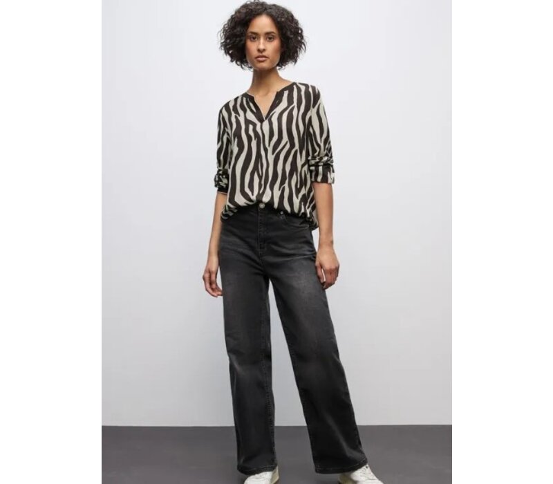 Street One Tunic Blouse with Elastic Tape Deep Roast Brown
