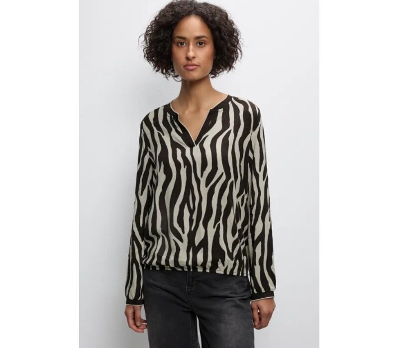 Street One Tunic Blouse with Elastic Tape Deep Roast Brown