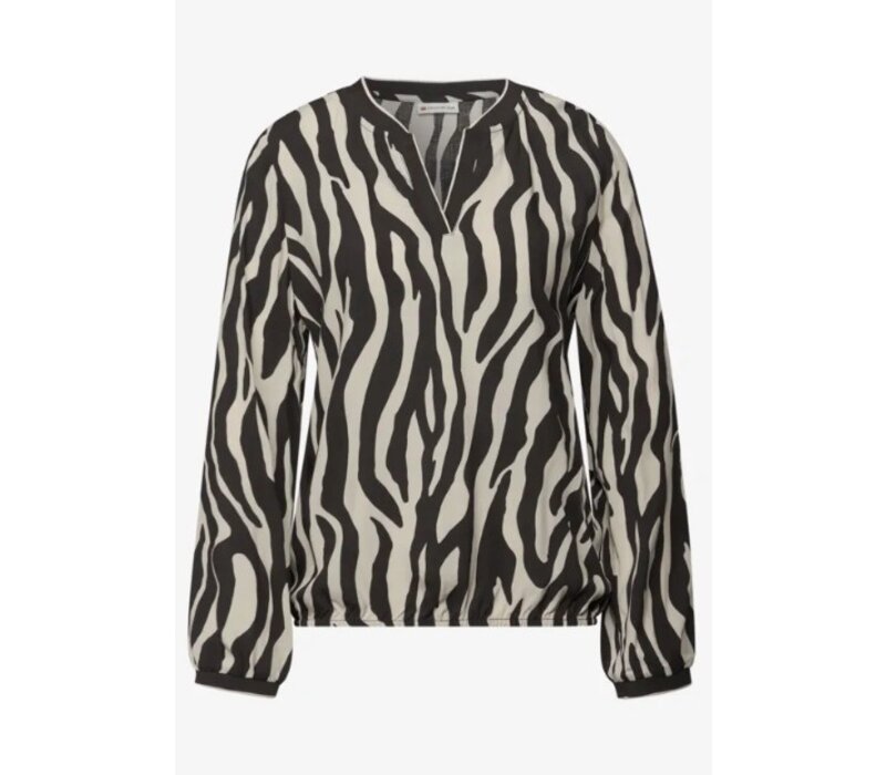 Street One Tunic Blouse with Elastic Tape Deep Roast Brown
