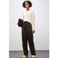 Street One Straight Leg High Waist Button Deep Roast Brown