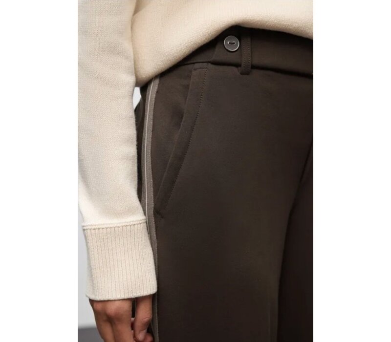 Street One Straight Leg High Waist Button Deep Roast Brown