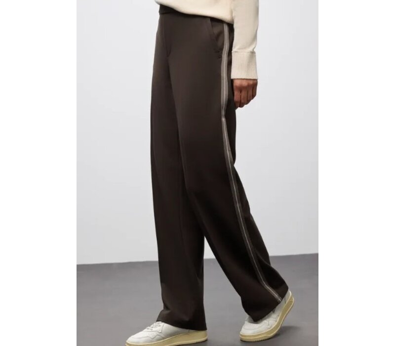 Street One Straight Leg High Waist Button Deep Roast Brown