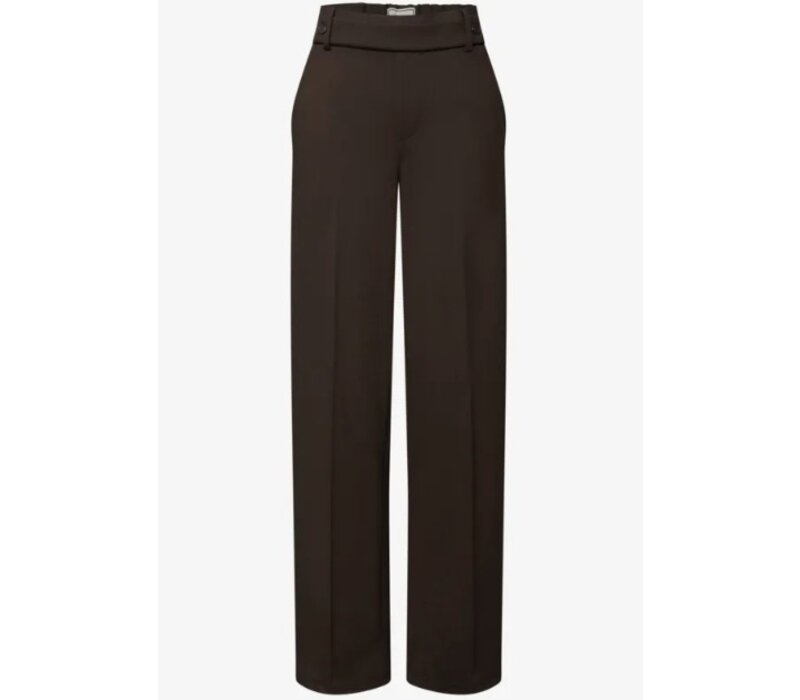 Street One Straight Leg High Waist Button Deep Roast Brown