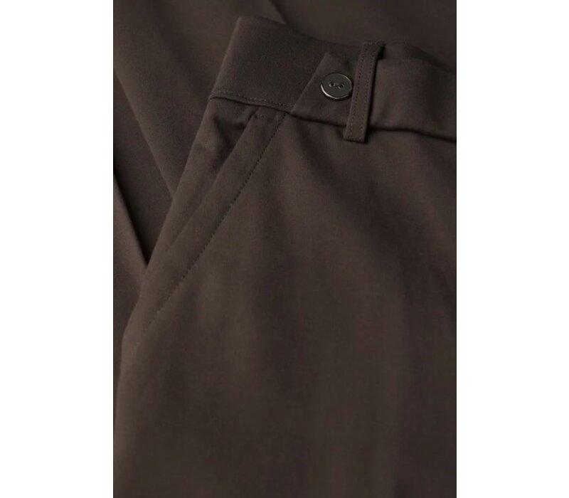 Street One Straight Leg High Waist Button Deep Roast Brown