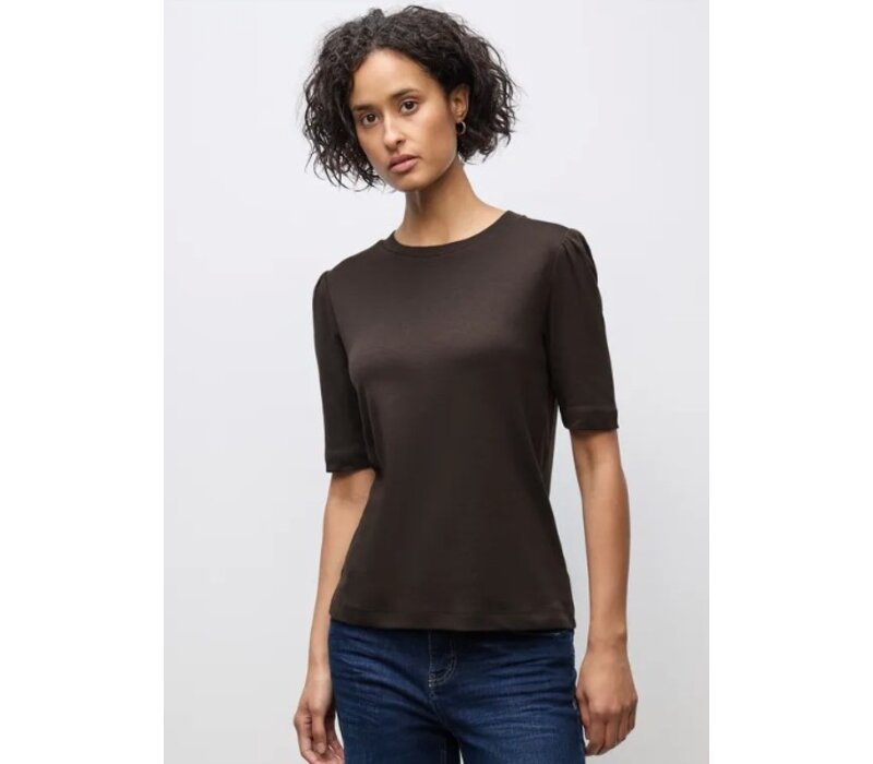 Street One Basic Shirt Puff Sleeve Deep Roast Brown