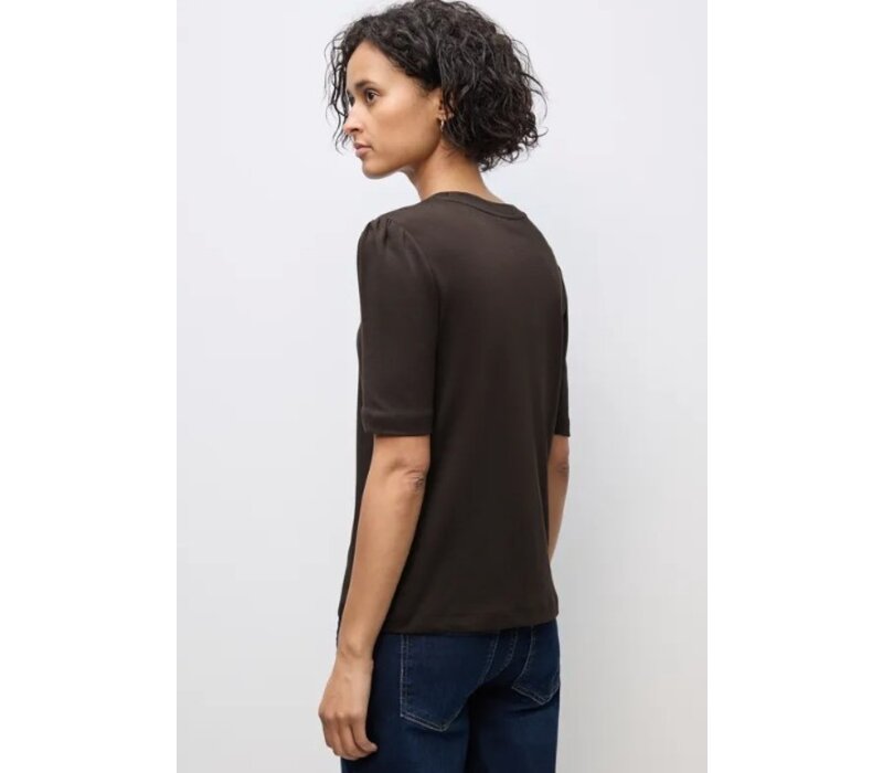Street One Basic Shirt Puff Sleeve Deep Roast Brown