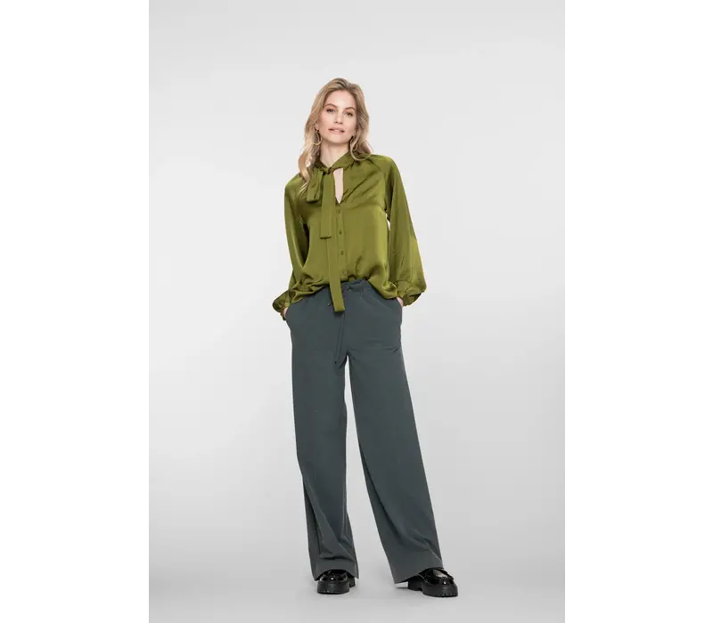 Geisha Pants Flair Piping Mid Grey Black