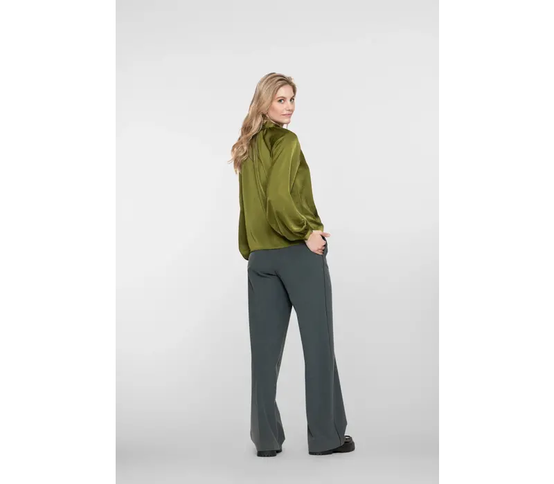 Geisha Pants Flair Piping Mid Grey Black