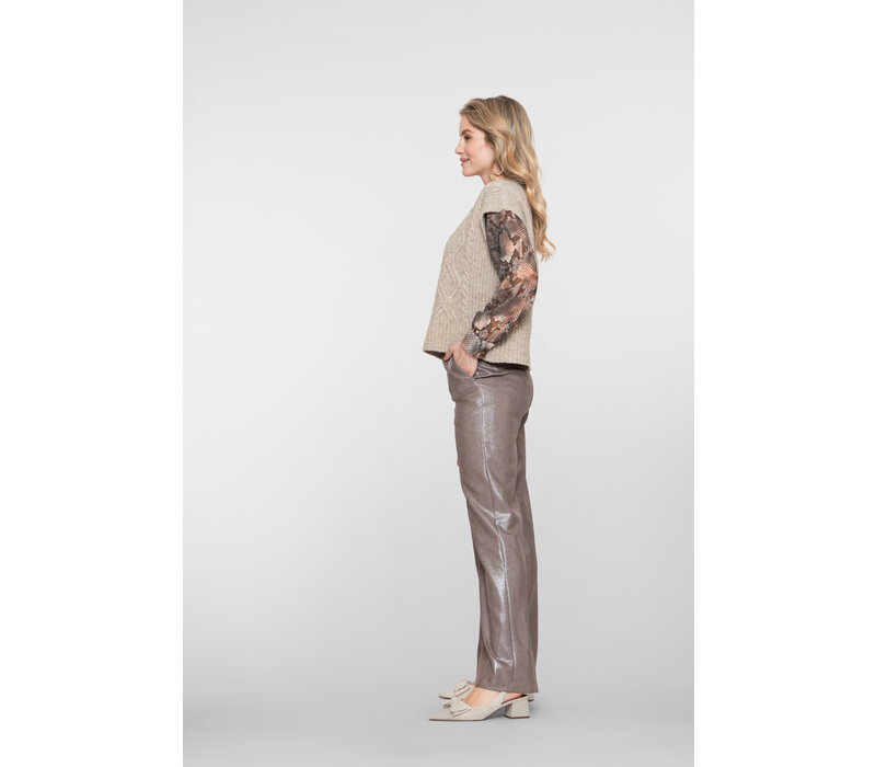 Geisha Pants Taupe Silver