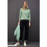 Street One Rolled Edge Collar Sweater Serene Green Melange
