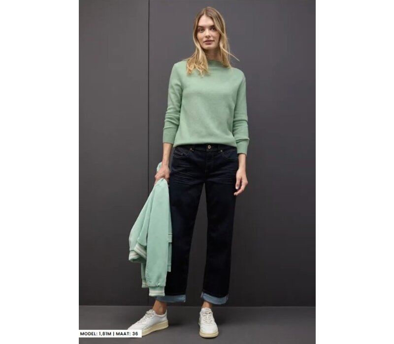Street One Rolled Edge Collar Sweater Serene Green Melange