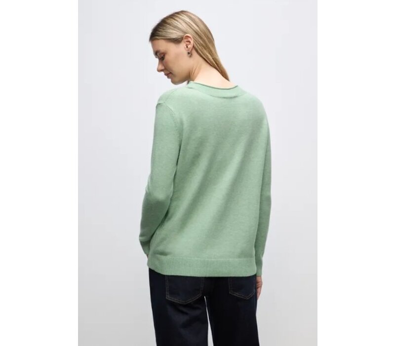 Street One Rolled Edge Collar Sweater Serene Green Melange