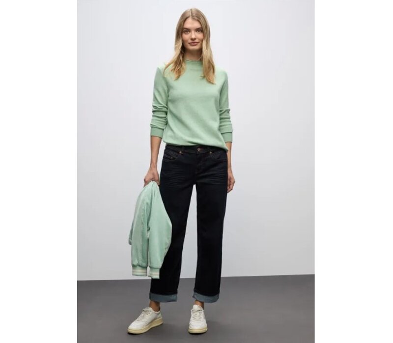 Street One Rolled Edge Collar Sweater Serene Green Melange