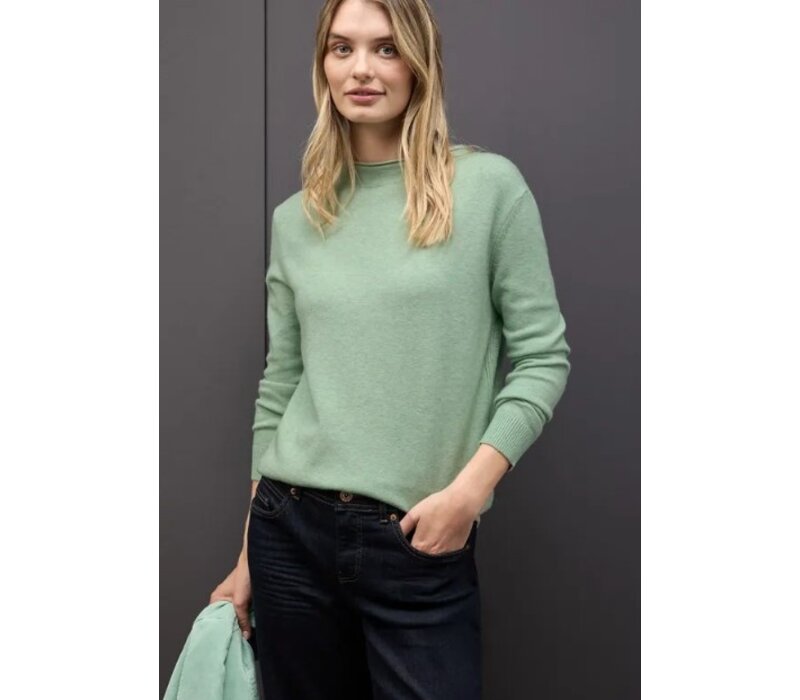 Street One Rolled Edge Collar Sweater Serene Green Melange