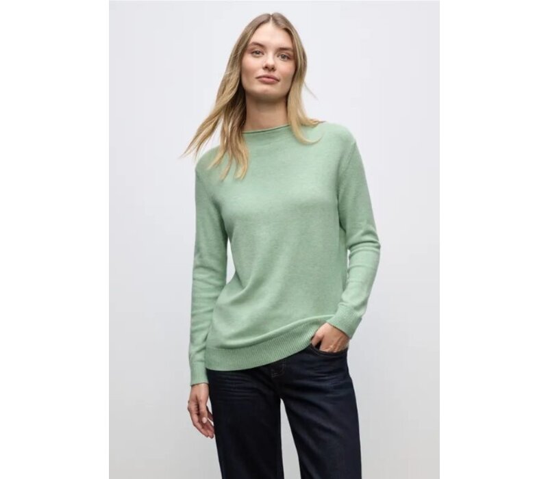 Street One Rolled Edge Collar Sweater Serene Green Melange
