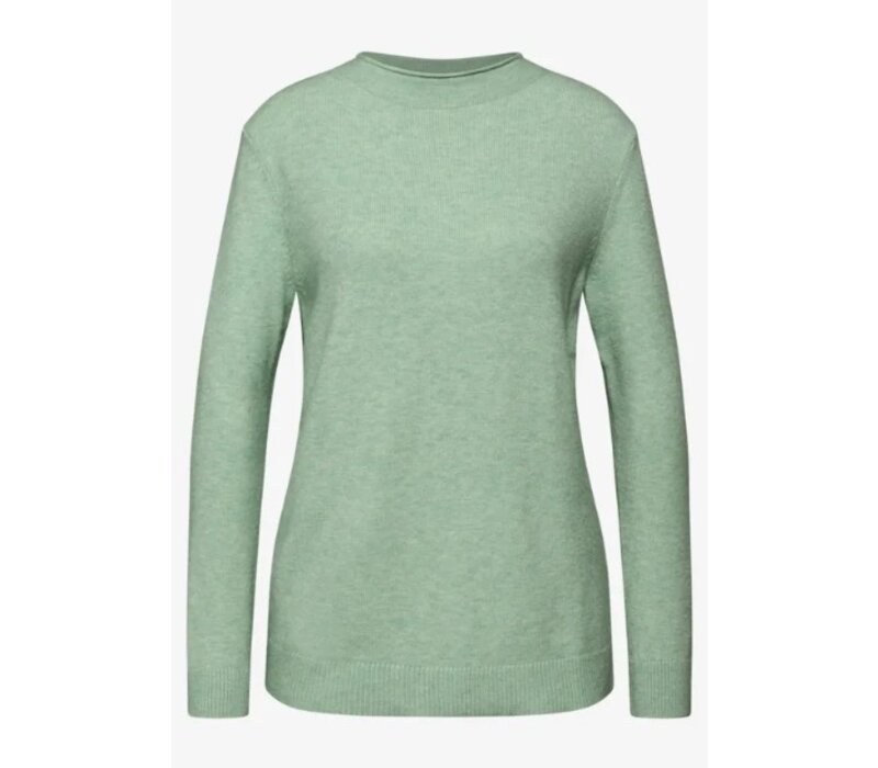 Street One Rolled Edge Collar Sweater Serene Green Melange