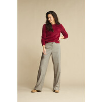 Red Button Fuzzy Puff Sleeve Trui Ruby