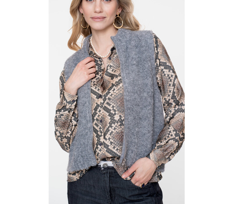 Geisha Pullover Sleeveless with Zipper Mid Grey