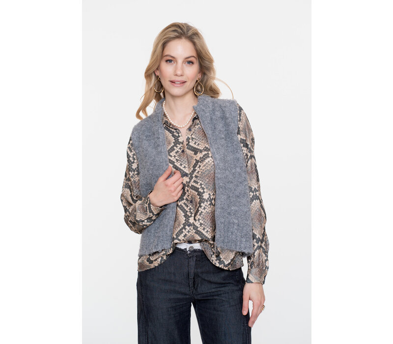 Geisha Pullover Sleeveless with Zipper Mid Grey