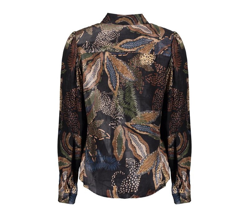 Geisha Top Satin Animal Black Sand Green Blue