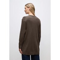 Street One Cosy Open Cardigan Dark Nomad Brown Melange