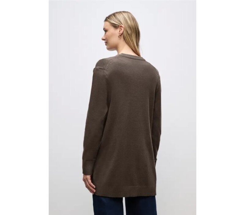 Street One Cosy Open Cardigan Dark Nomad Brown Melange