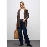 Street One Cosy Open Cardigan Dark Nomad Brown Melange