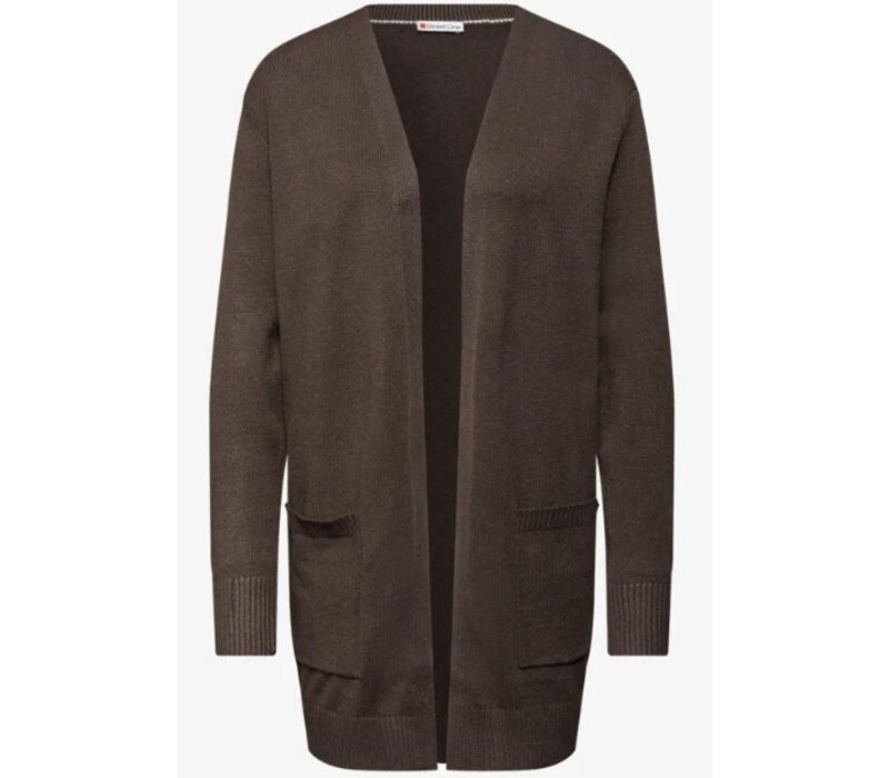 Street One Cosy Open Cardigan Dark Nomad Brown Melange
