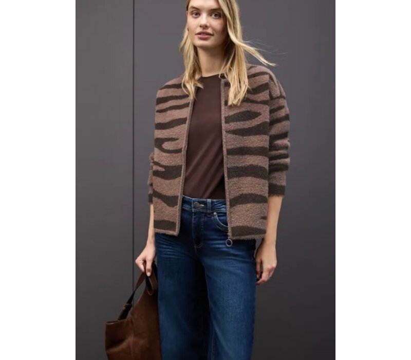 Street One Fluffy Cardigan Silk Brown