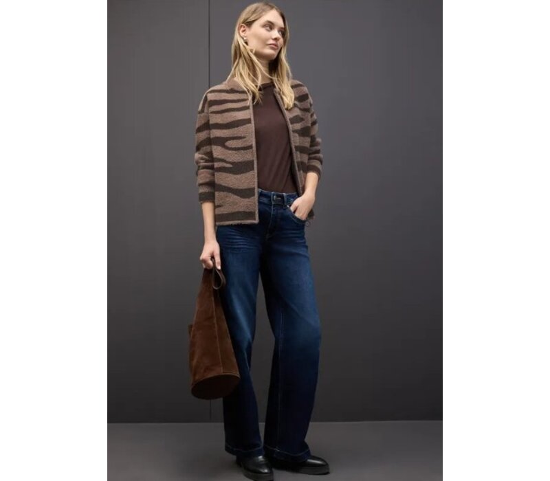 Street One Fluffy Cardigan Silk Brown