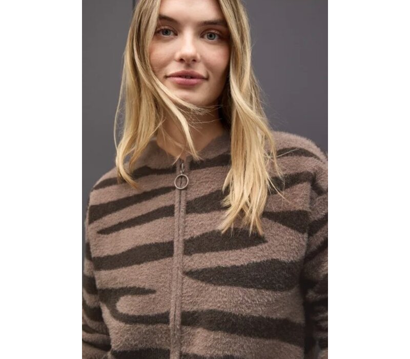 Street One Fluffy Cardigan Silk Brown