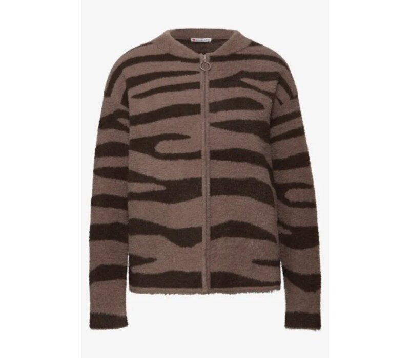 Street One Fluffy Cardigan Silk Brown