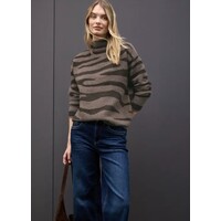Street One Fluffy Jacquard Sweater Silk Brown