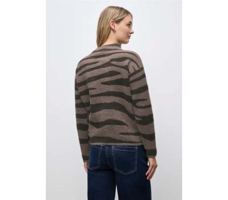 Street One Fluffy Jacquard Sweater Silk Brown