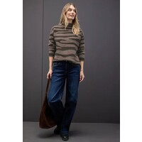 Street One Fluffy Jacquard Sweater Silk Brown