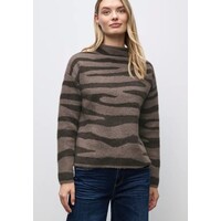 Street One Fluffy Jacquard Sweater Silk Brown
