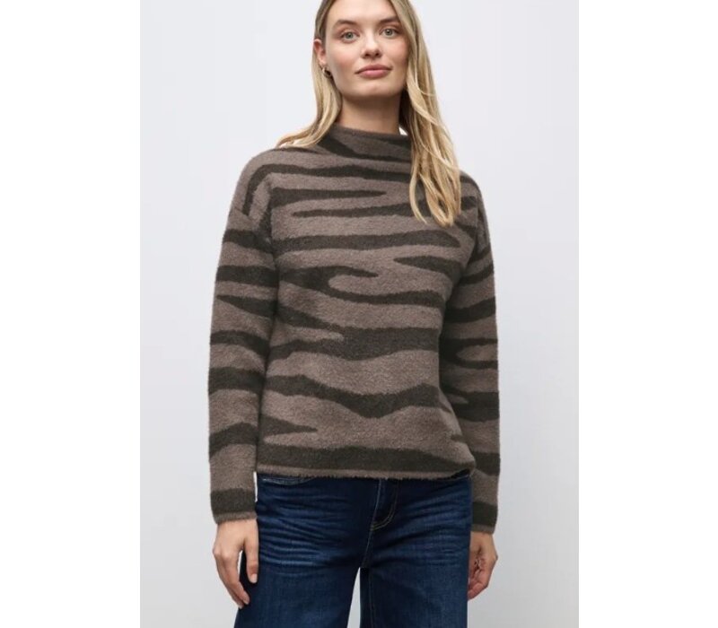 Street One Fluffy Jacquard Sweater Silk Brown