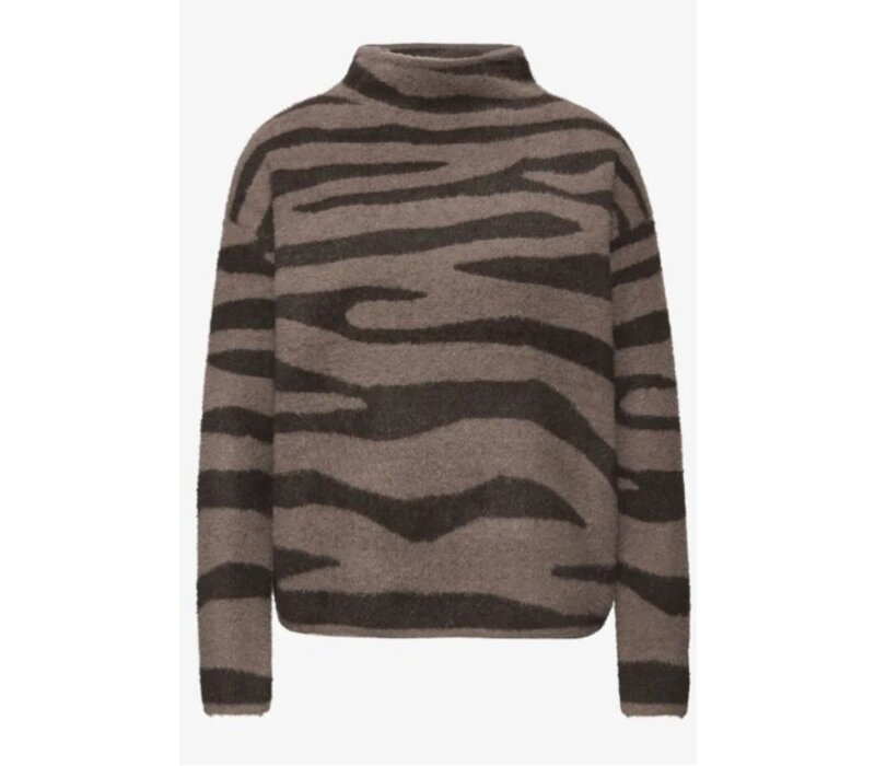 Street One Fluffy Jacquard Sweater Silk Brown